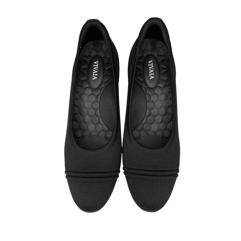 Vivaia womens Julie Arch Pro Almond Toe Block Heels Black 37.5 US 7 smart casual - Picture 2 of 10